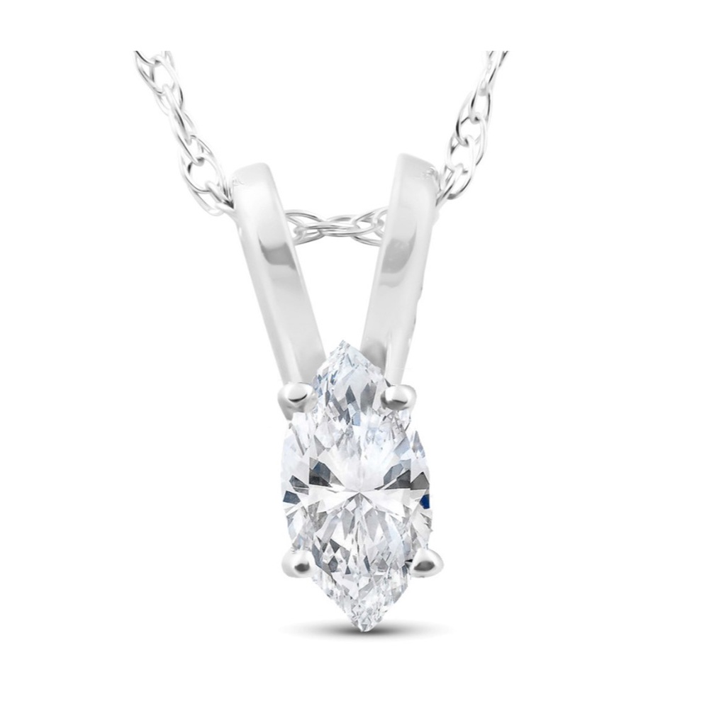 White Gold Marquise Natural Diamond Pendant Necklace